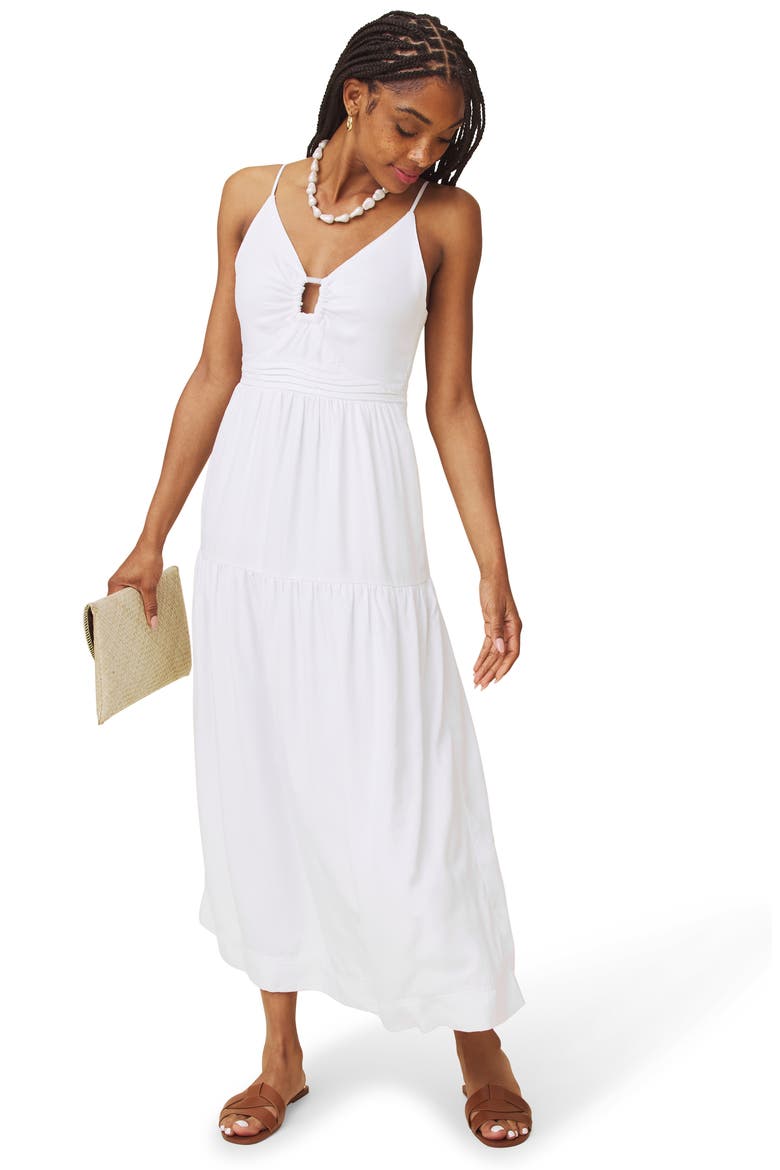 Darcy Sleeveless Tiered Maxi Dress, Alternate, color, WHITE