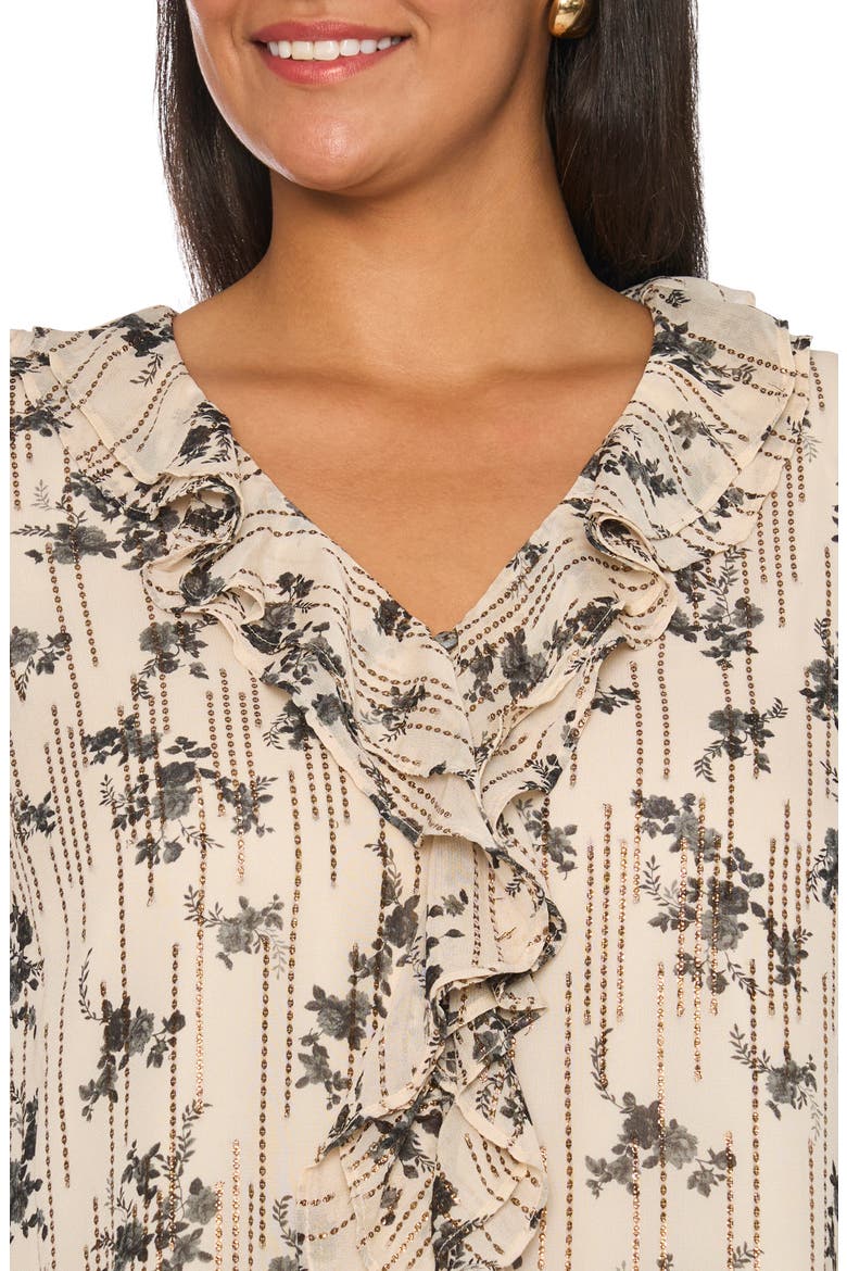 Ruffled V-Neck Blouse, Main, color, RICH CREAM