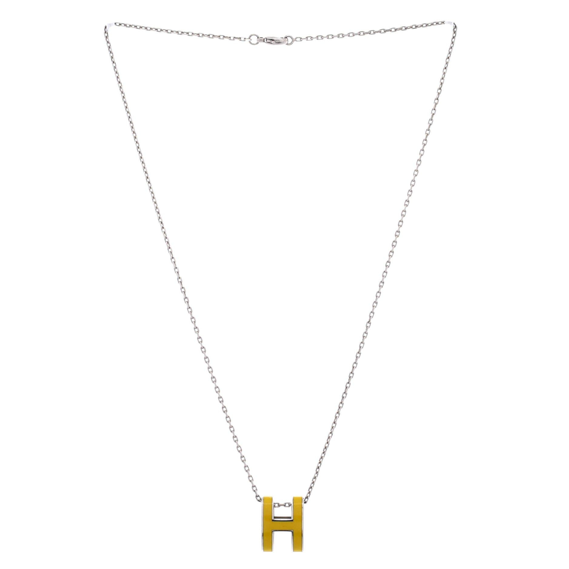 Pre-Owned Hermes Pop H Pendant Chain Necklace Metal and Enamel Mini, Alternate, color, Silver