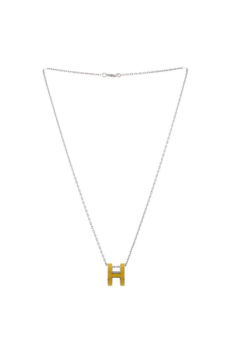 Pop H Pendant Chain Necklace Metal and Enamel Mini, Alternate, color, Silver