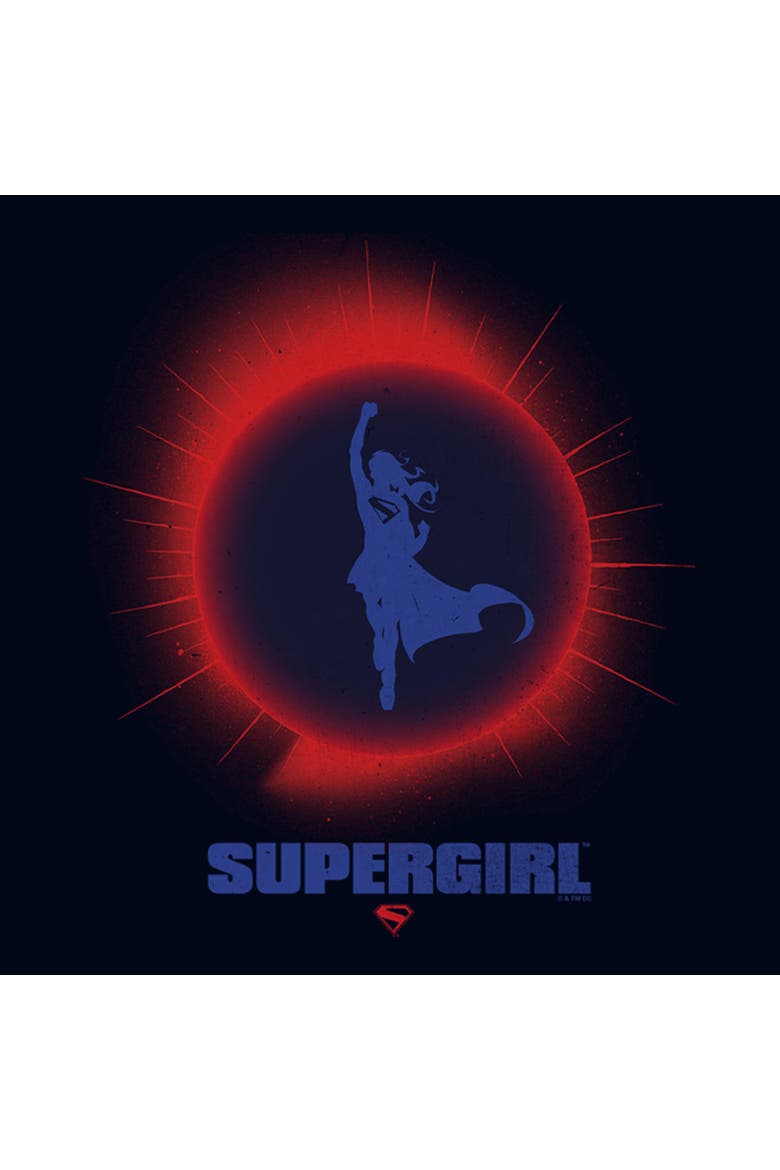 Girl's Supergirl Kara Flying Silhouette  Graphic T-Shirt, Alternate, color, Navy Blue
