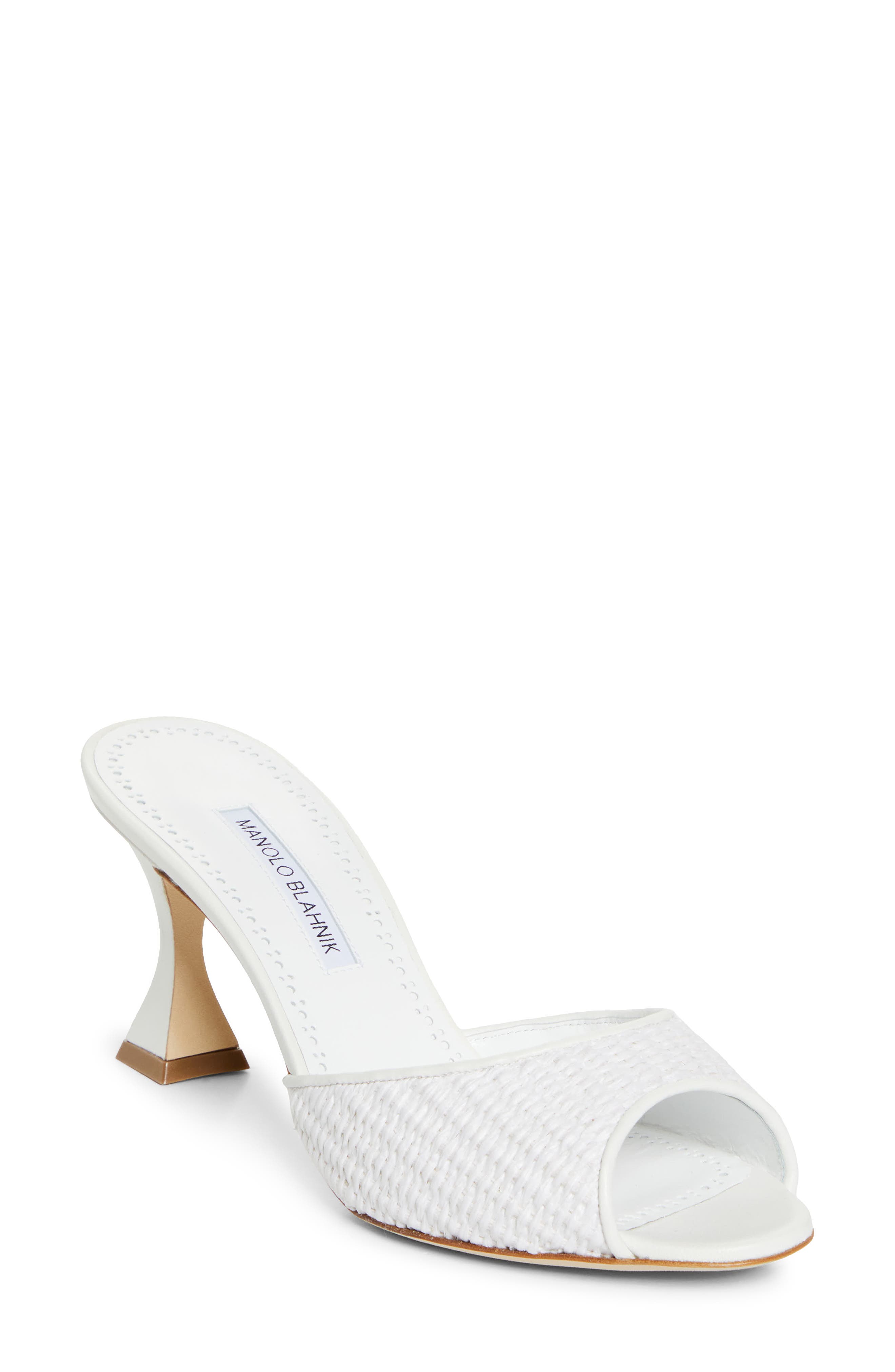 Manolo Blahnik Jadaron Slide Sandal, Main, color, White