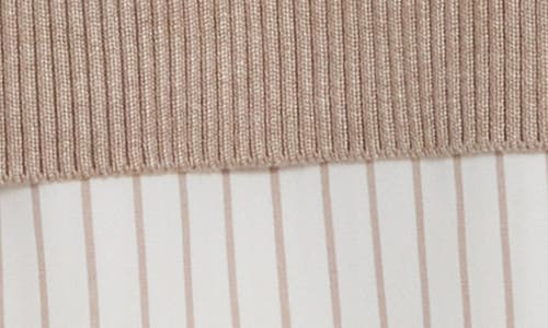 Adrianna Papell V-neck Twofer Sweater In Neutral