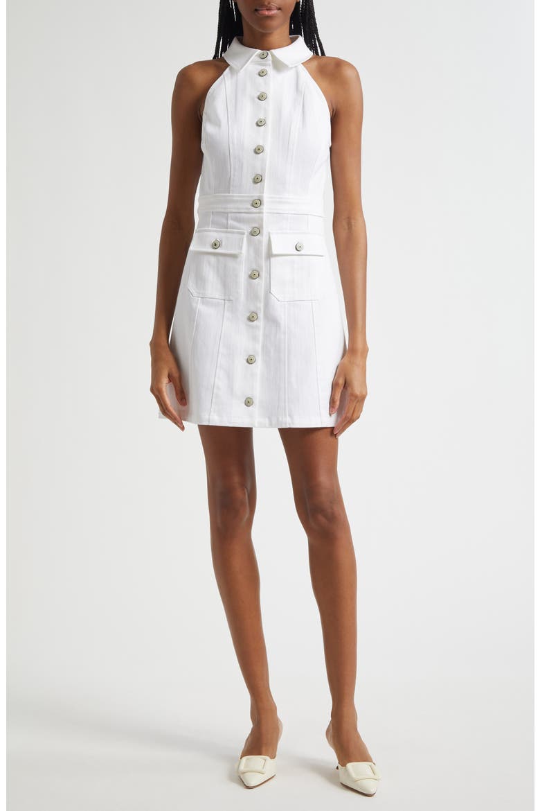 Lillian Sleeveless Denim Minidress, Main, color, WHITE