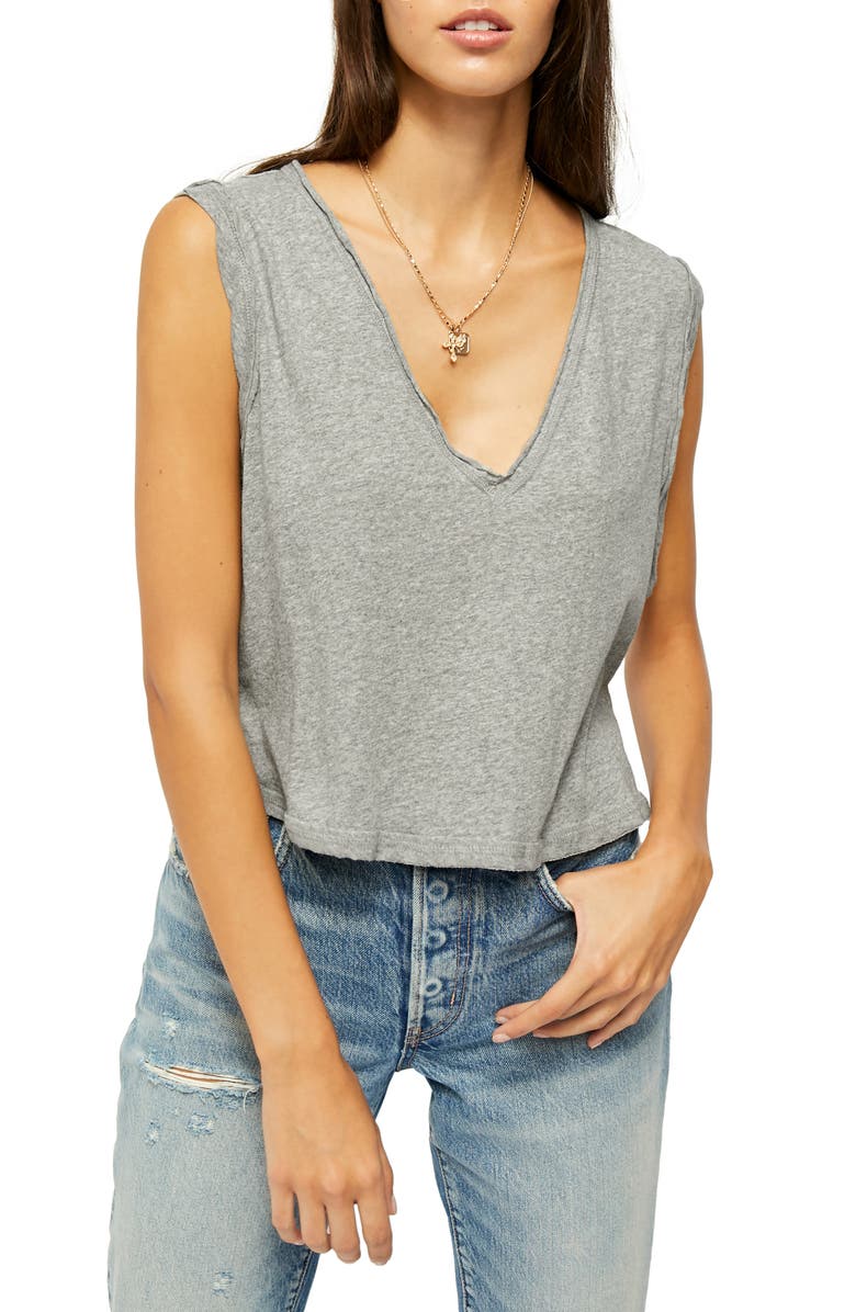 Free People Dreamy Raw Edge V-Neck Tank Top, Main, color, 
