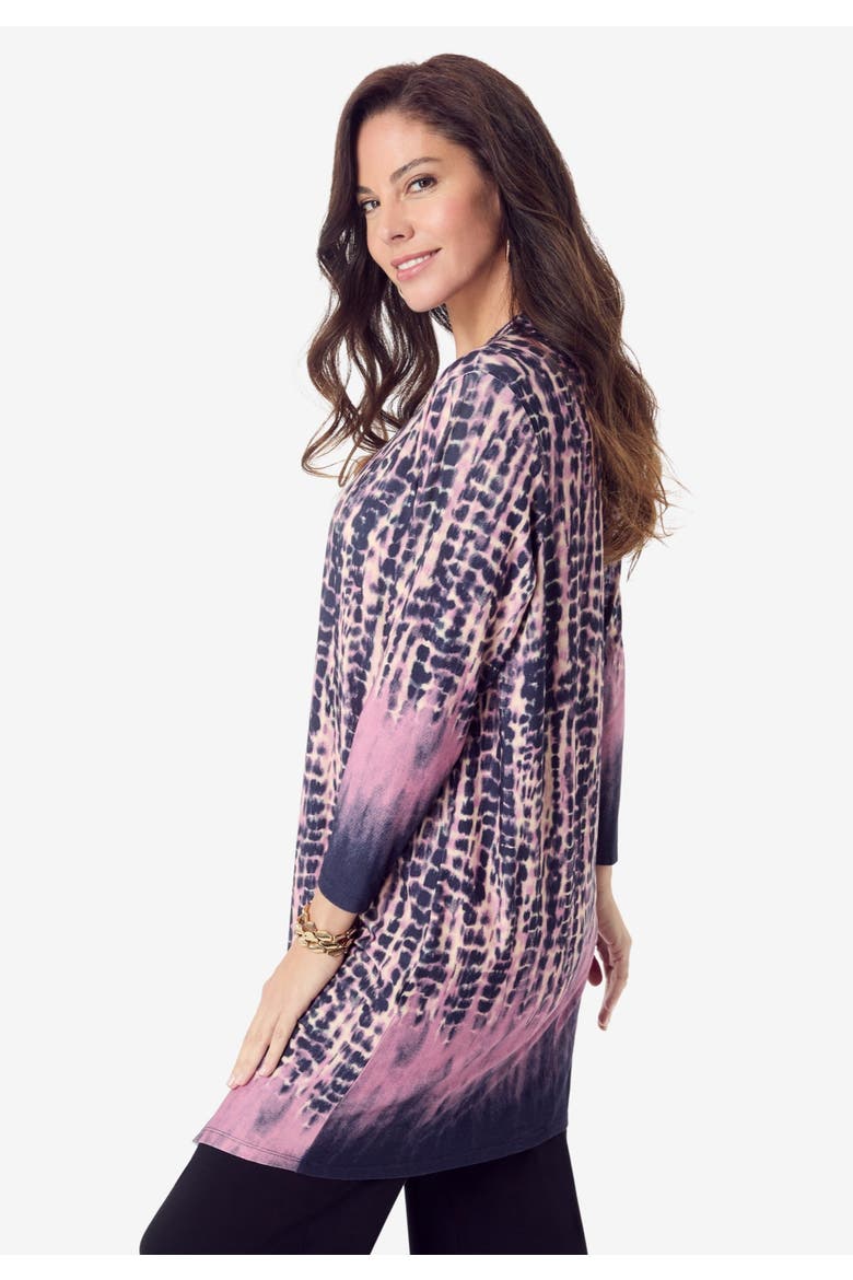 Ultra Drape Cardigan, Alternate, color, MAUVE TIE DYE BORDER