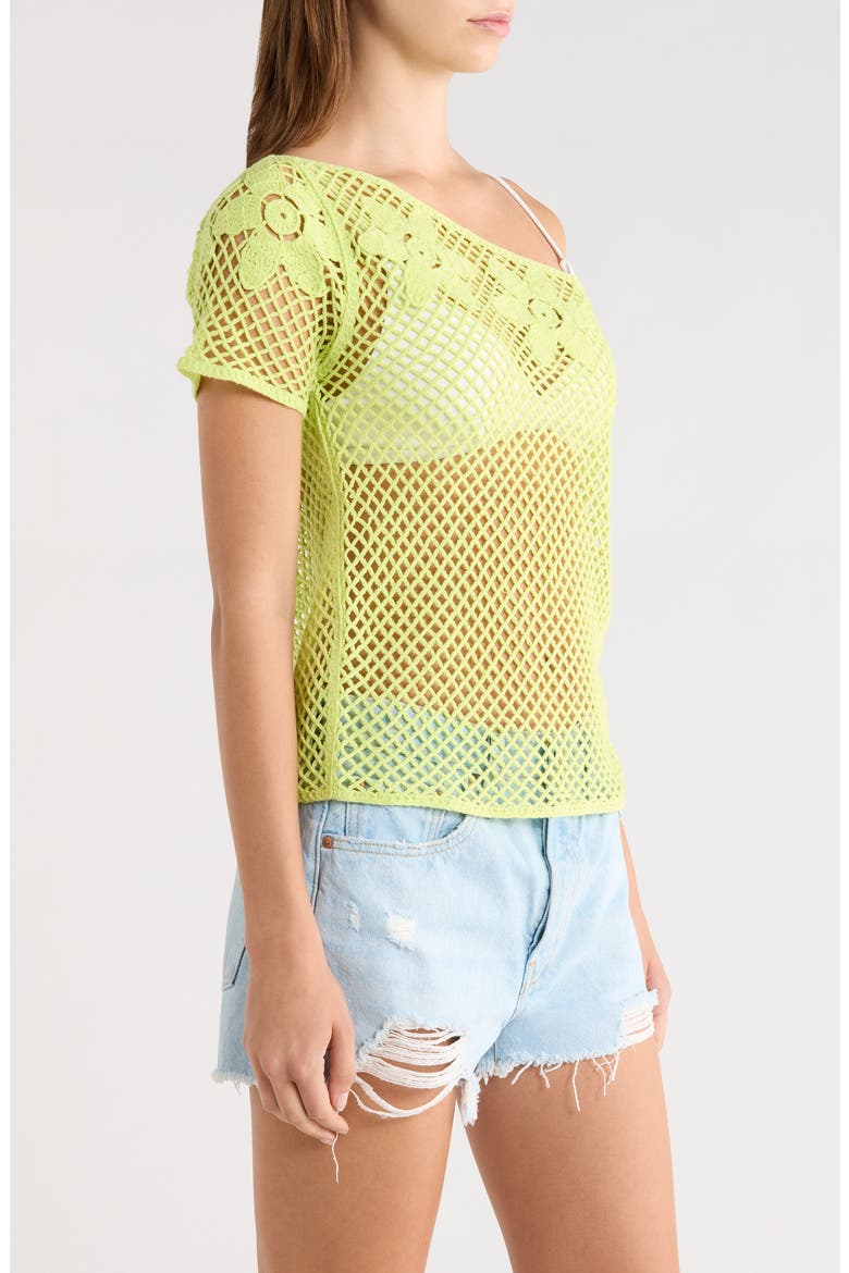 Valerie Open Stitch One-Shoulder Top, Alternate, color, GREEN