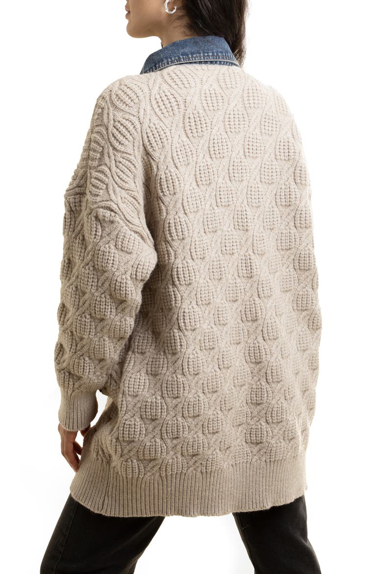 Mixed Media Longline Jacket, Alternate, color, BEIGE