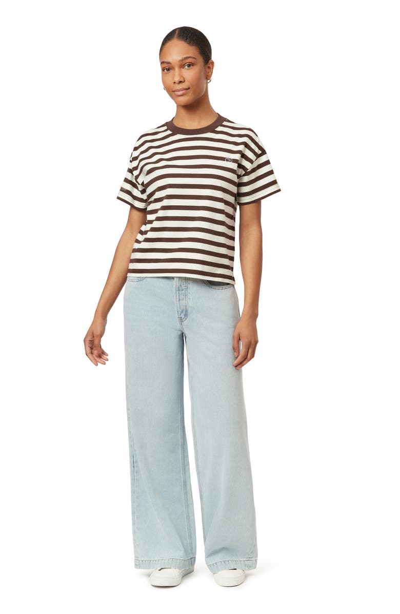 Scotch & Soda Boxy Yarn Dye Stripe T-Shirt, Alternate, color, Hot Fudge/Sugar Swiz