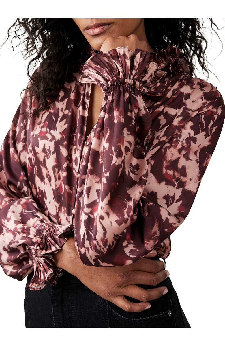 MINT VELVET Printed Satin Blouse, Alternate, color, Burgundy