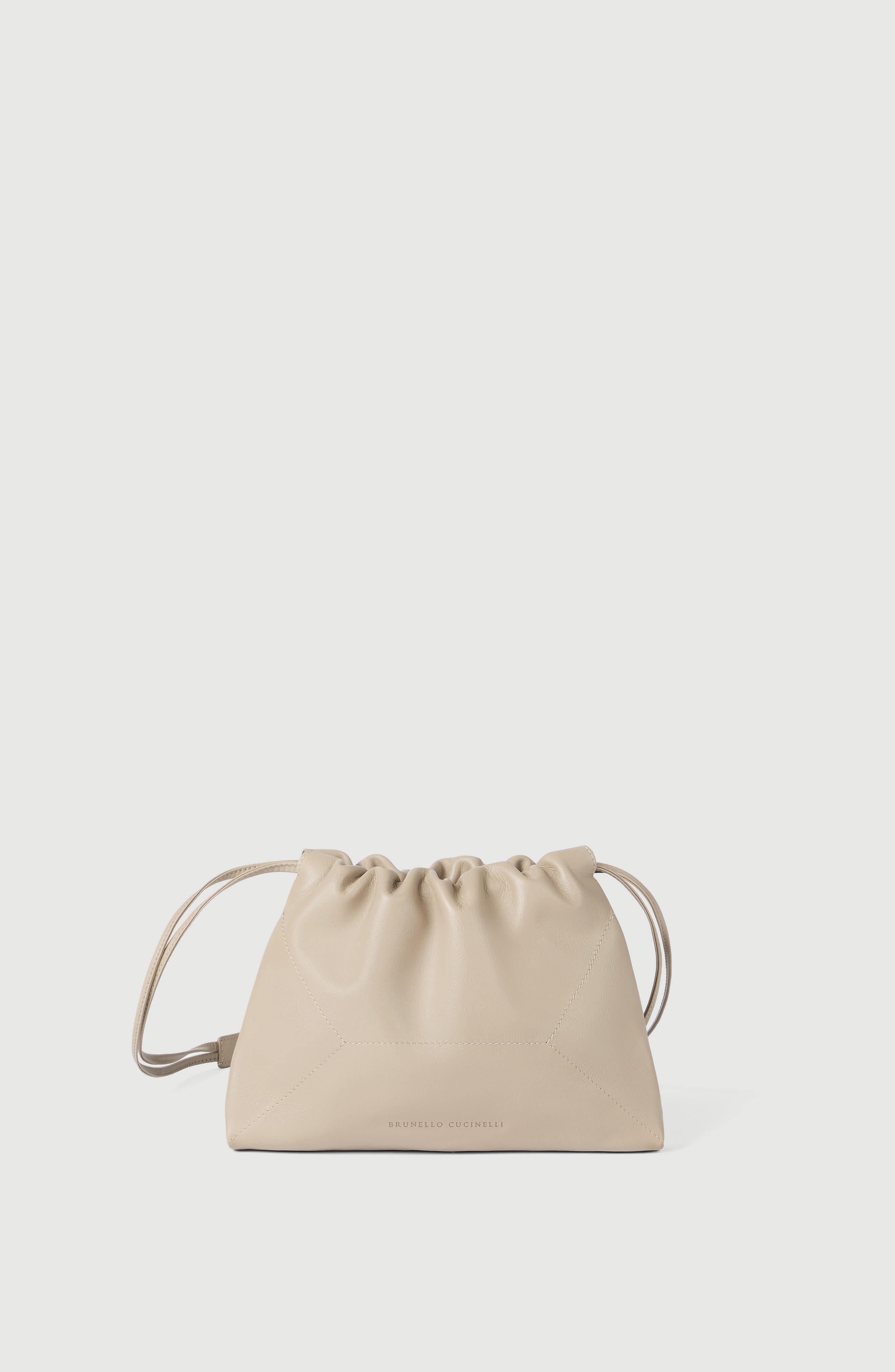 Pouch bag in calfskin with monili, Main, color, Buff