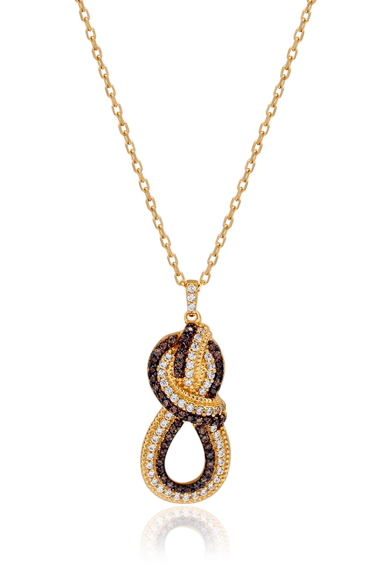 SUZY LEVIAN Pavé Cubic Zirconia Twisted Knot Pendant Necklace