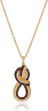 SUZY LEVIAN Pavé Cubic Zirconia Twisted Knot Pendant Necklace