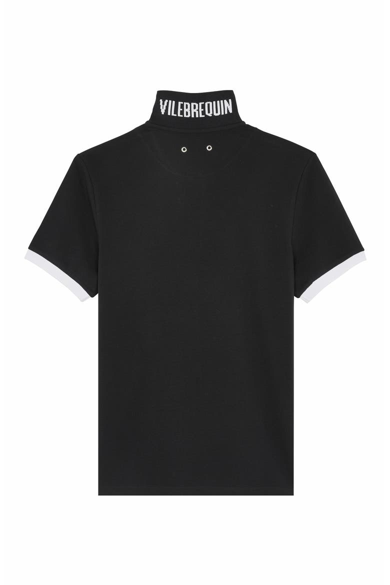 Men's Solid Cotton Polo, Alternate, color, NOIR