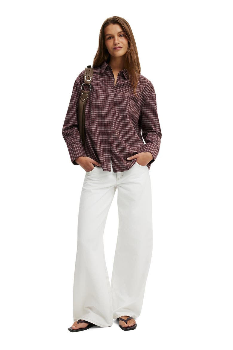 Women's Sloane Oversized Shirt, Alternate, color, Micro Check Cocoa Deep