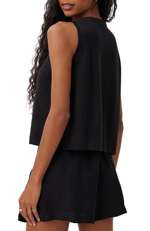 Bella Dahl Tie Front Linen Blend Sweater Vest In Black