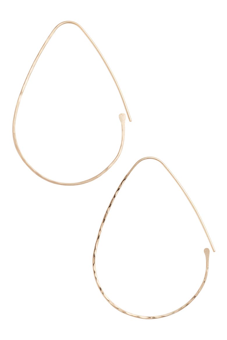 Threader Teardrop Hoop Earrings, Main, color, GOLD