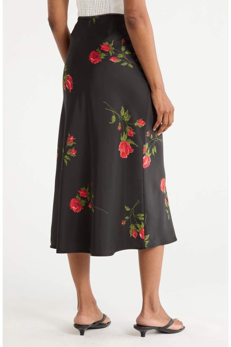 Print Pull-On Midi Skirt, Alternate, color, EVENING ROSES