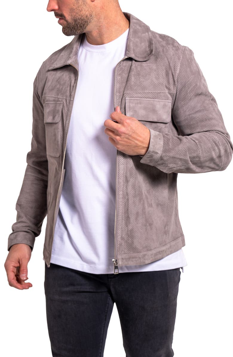 Maceoo Ascension0017 Perforated Suede Jacket, Alternate, color, Grey
