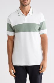 DENIM AND FLOWER Textured Chest Stripe Polo