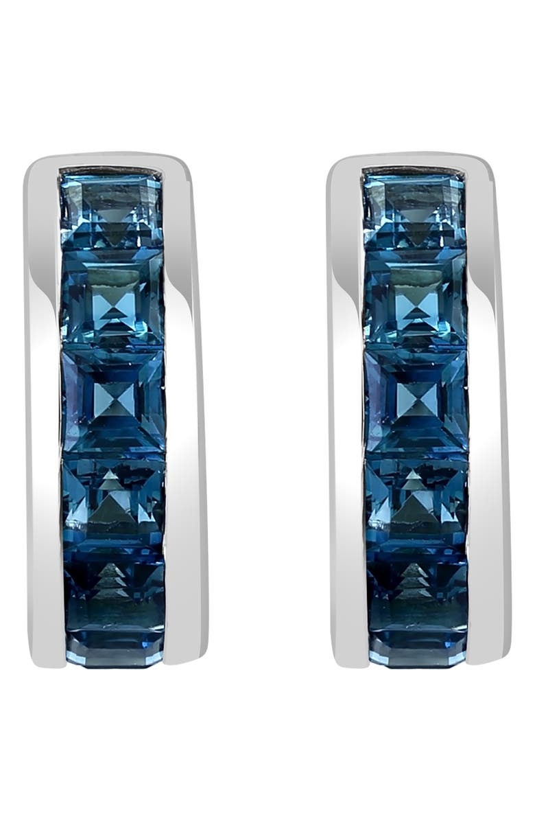 EFFY Sterling Silver London Blue Topaz Huggie Hoop Earrings, Alternate, color, Sterling Silver