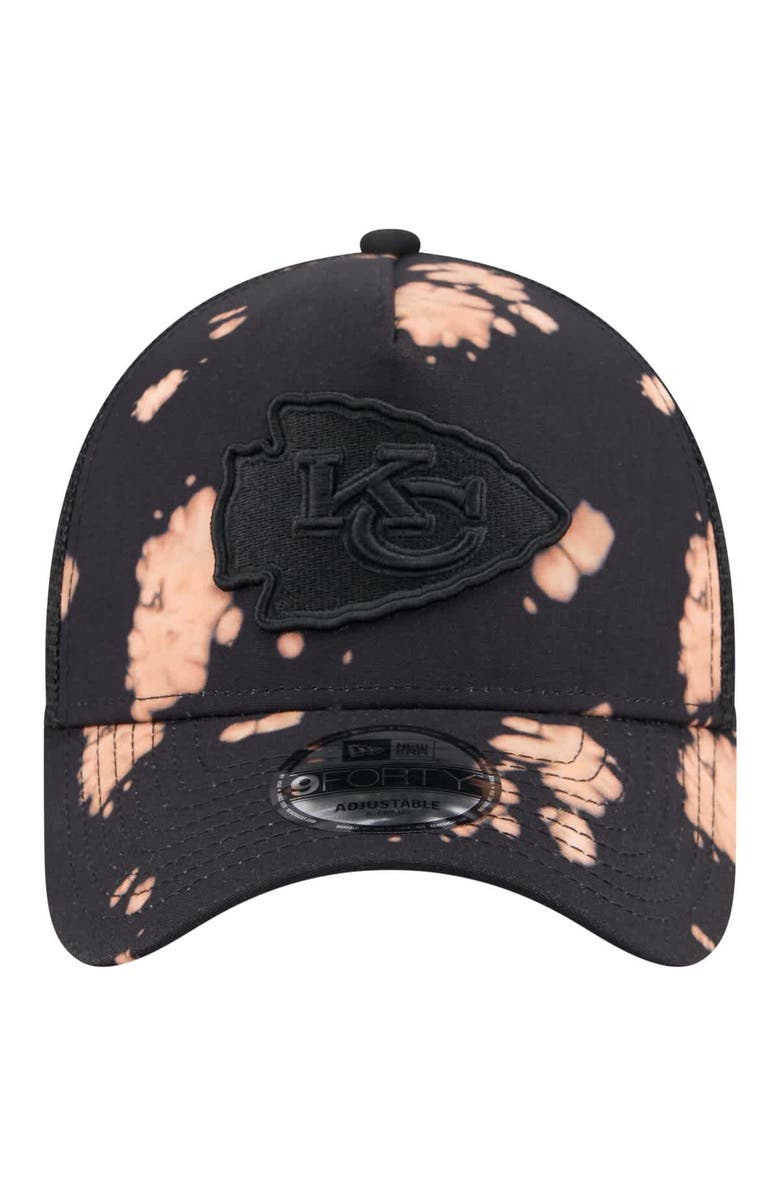 New Era Men's New Era Black Kansas City Chiefs Bleached 9FORTY A-Frame Adjustable Hat, Alternate, color, Black