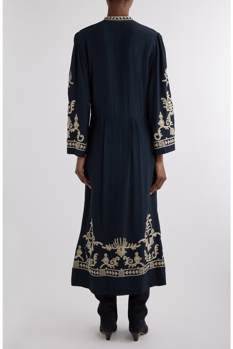 Feliana Embroidered Long Sleeve Maxi Dress, Alternate, color, BLACK