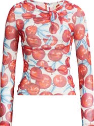FARM Rio Cheery Tulle Long Sleeve Top