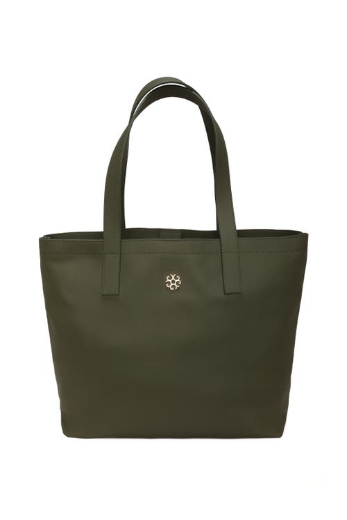 Gorski Leather Tote Bag With Removable Zipped Pouch In Green