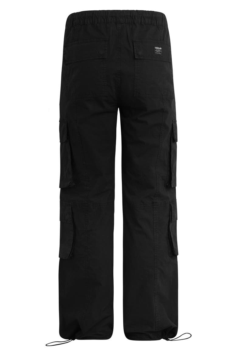 Drawstring Stretch Cotton Cargo Pants, Alternate, color, BLACK