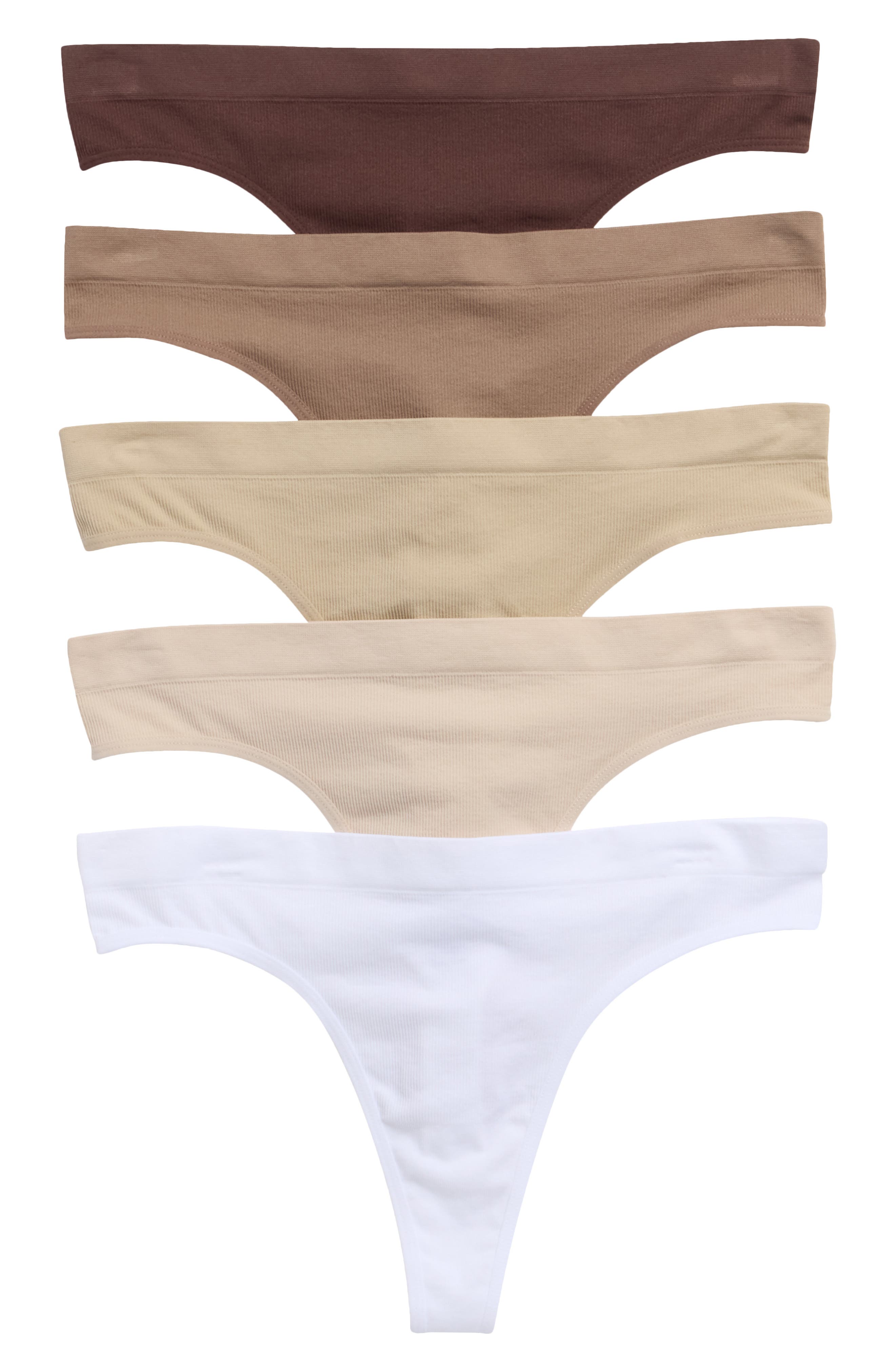 YOGALICIOUS Assorted 5-Pack Seamless Rib Thongs