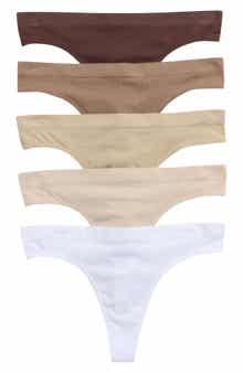 YOGALICIOUS Assorted 5-Pack Seamless Rib Thongs