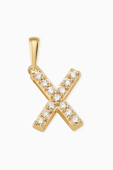 14K Gold Luxe Letter Diamond Initial Pendant Charm