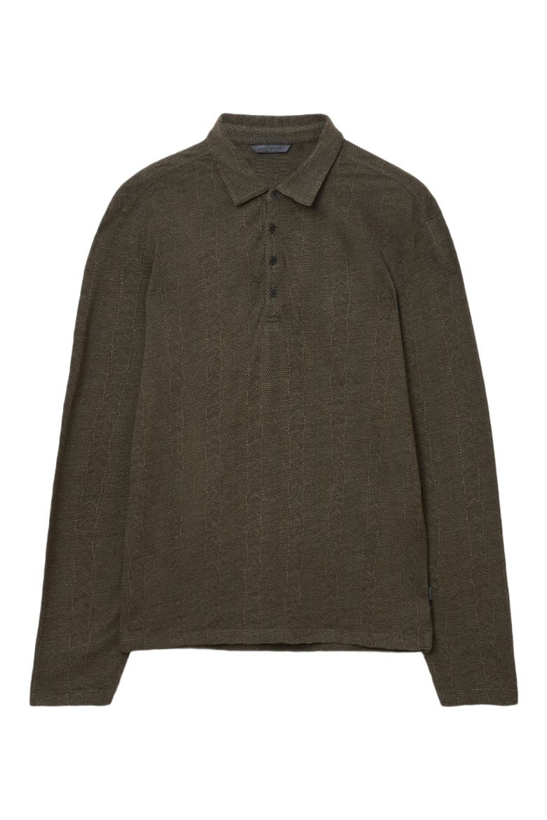 Jalen Three Color Marl Jacquard Long Sleeve Polo, Alternate, color, DARK OLIVE