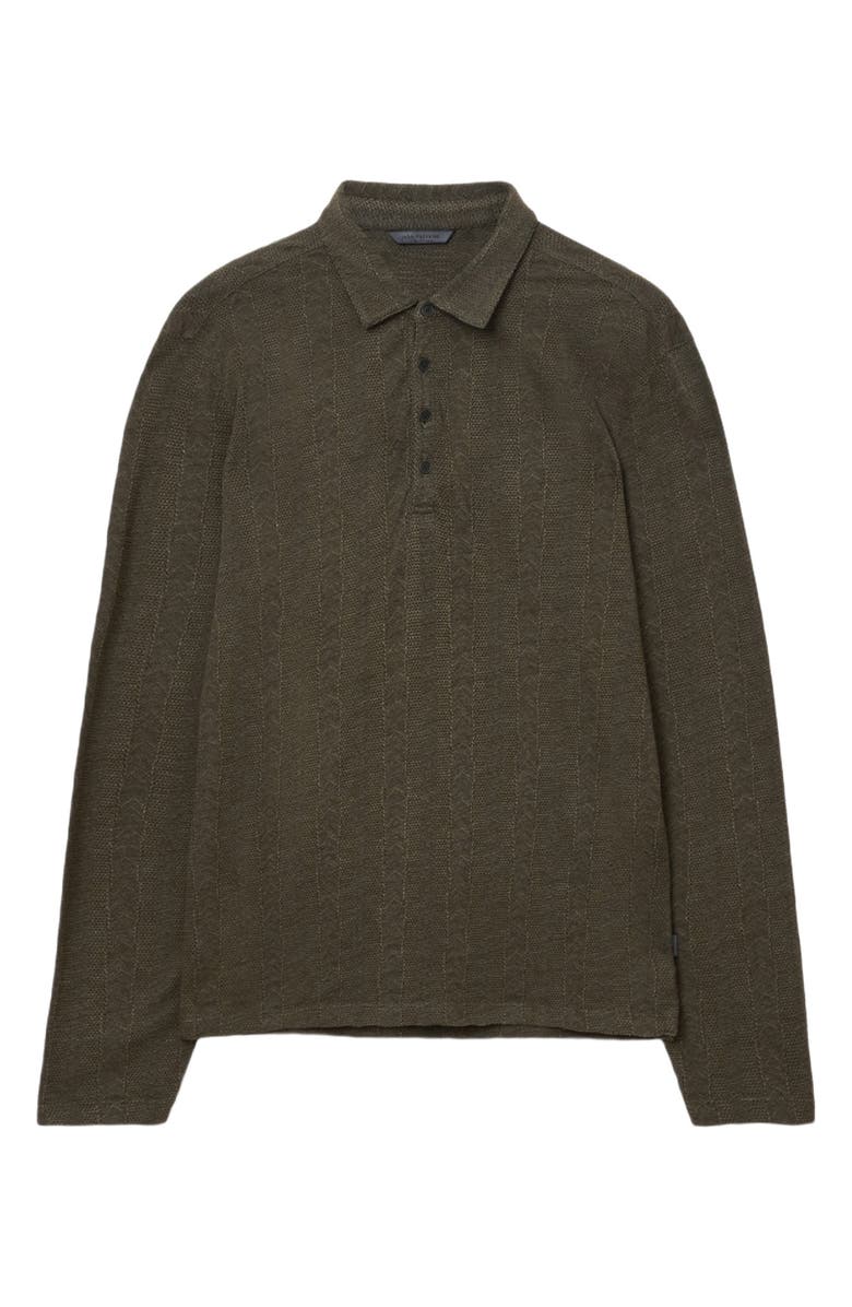 John Varvatos Jalen Three Color Marl Jacquard Long Sleeve Polo, Alternate, color, Dark Olive
