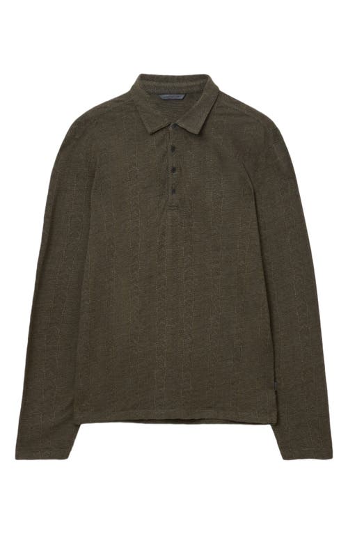 John Varvatos Jalen Three Color Marl Jacquard Long Sleeve Polo In Green