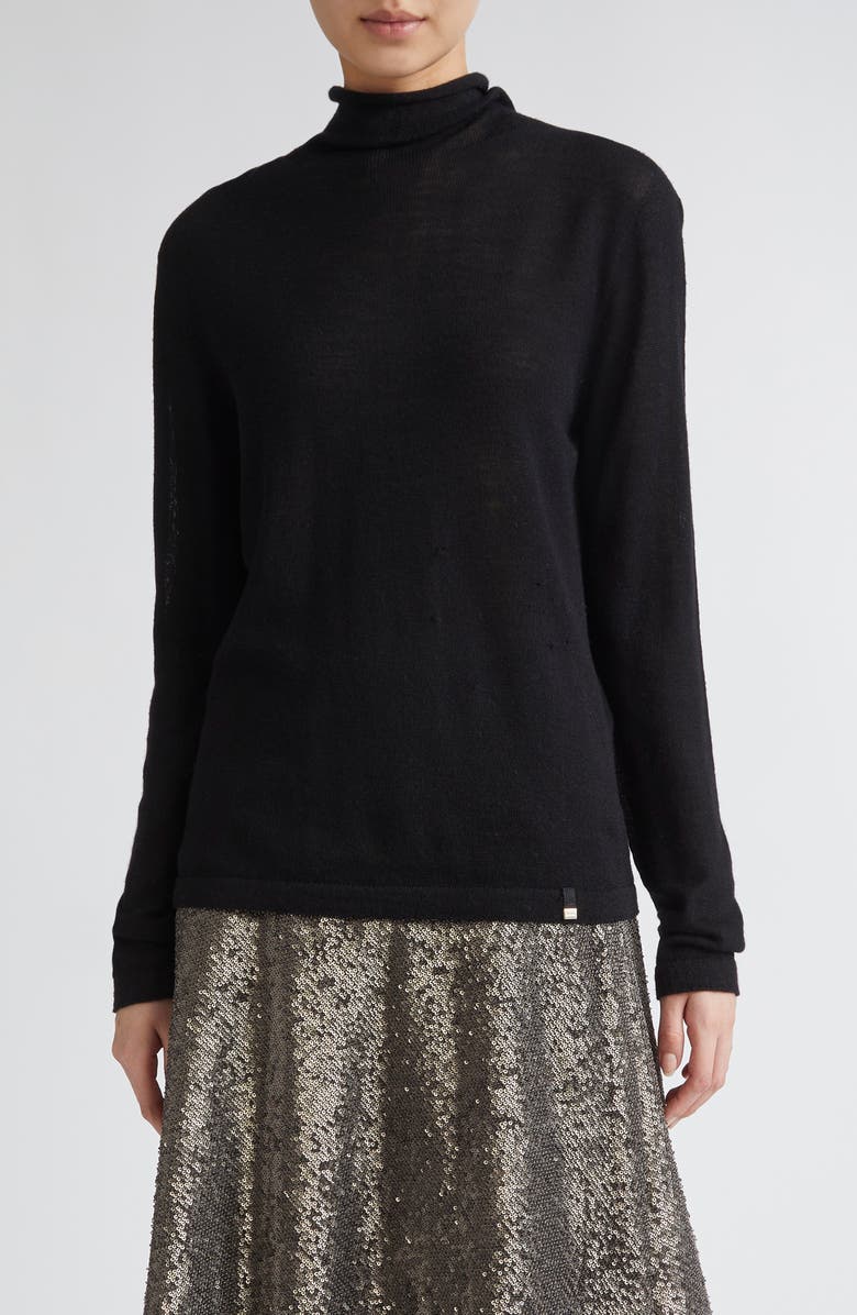 Herno Virgin Merino Wool Funnel Neck Sweater, Main, color, Nero