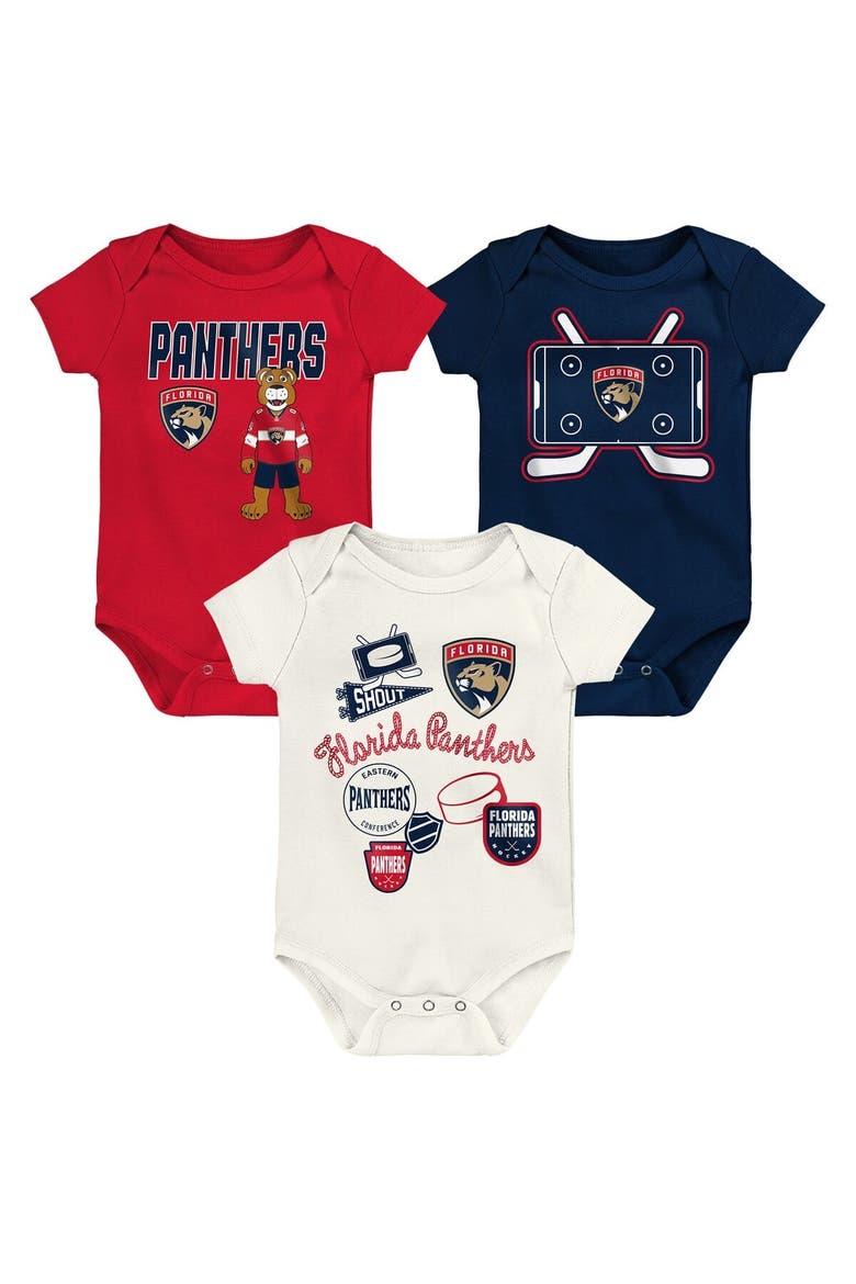 Infant & Newborn Outerstuff Florida Panthers Littlest Player Three-Pack Bodysuit Set, Main, color, Cream