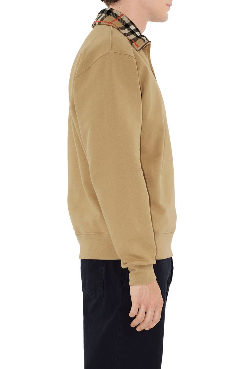 Burberry EKD Stamp Check Trim French Terry Half Zip Sweatshirt, Alternate, color, 