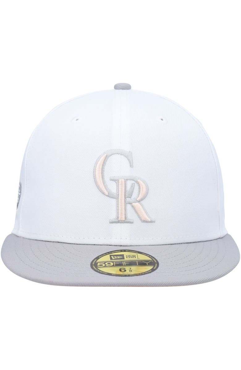 New Era Men's New Era White/Gray Colorado Rockies 2007 World Series Side Patch Undervisor 59FIFTY Fitted Hat, Alternate, color, White