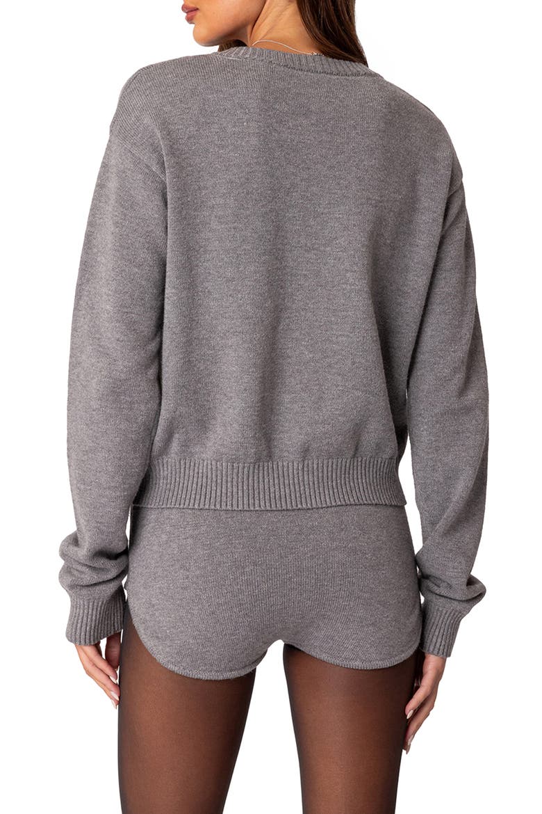 Oversize V-Neck Sweater, Alternate, color, GRAY-MELANGE