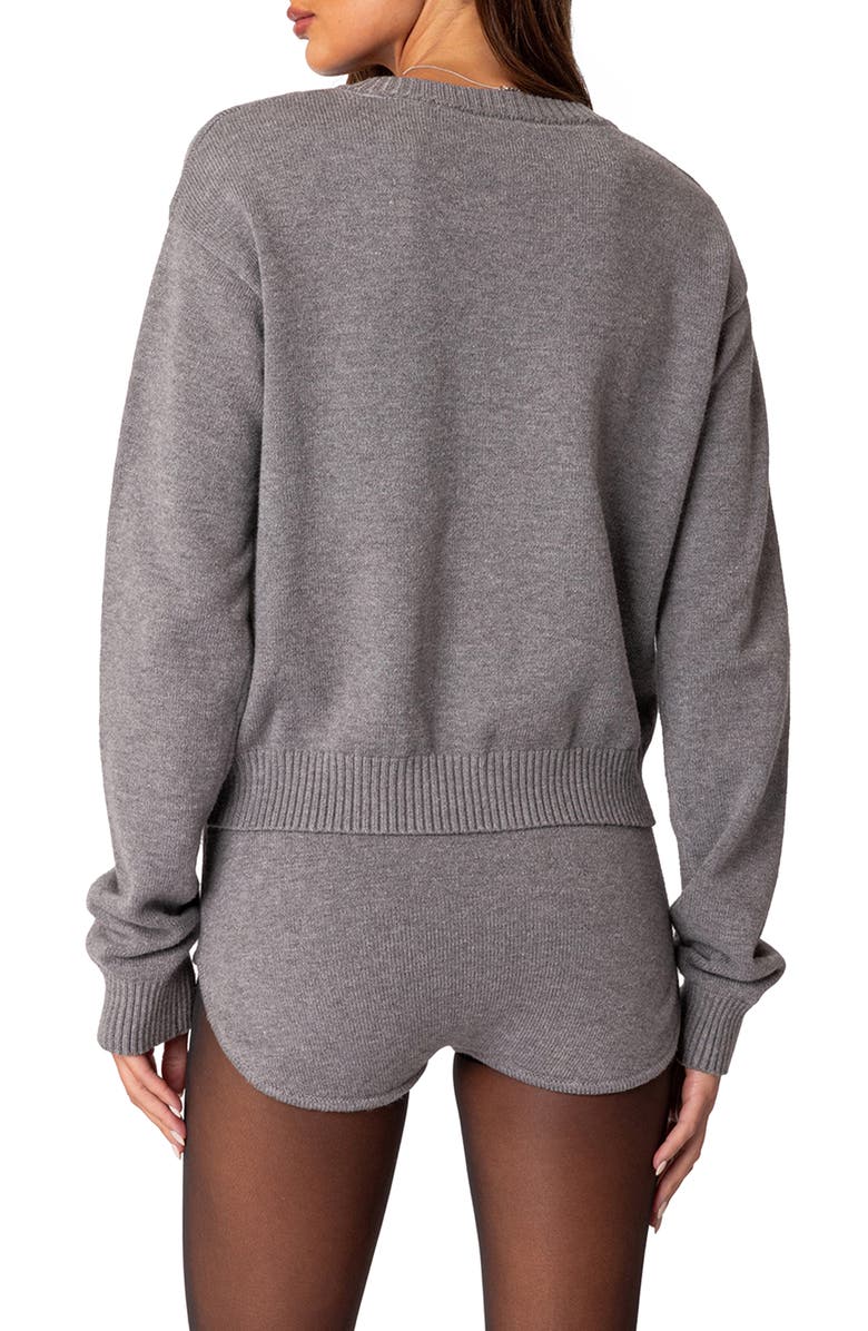 EDIKTED Oversize V-Neck Sweater, Alternate, color, Gray-Melange