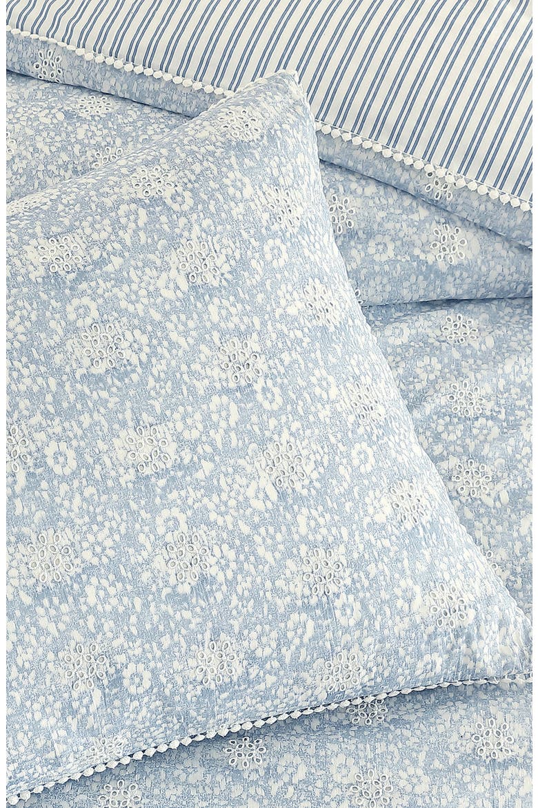 Ikat Eyelet Comforter & Shams Set, Alternate, color, BLUE