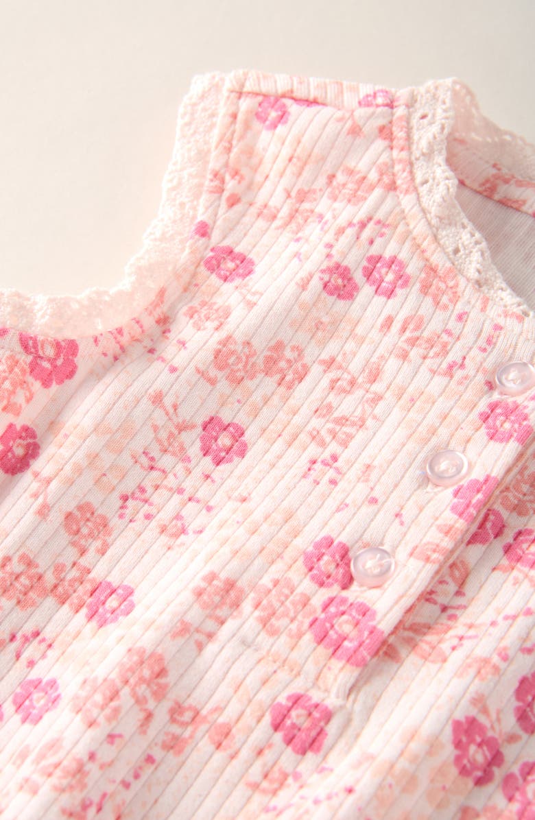 Nordstrom Lace Trim Cotton Rib Tank & Bloomers Set, Alternate, color, Pink Heaven Dense Disty