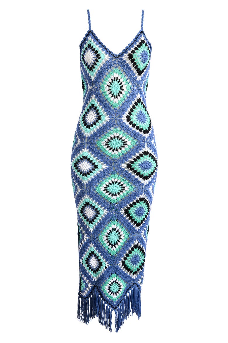 Crochet Maxi Cover-Up Dress, Alternate, color, BLUE MULTI