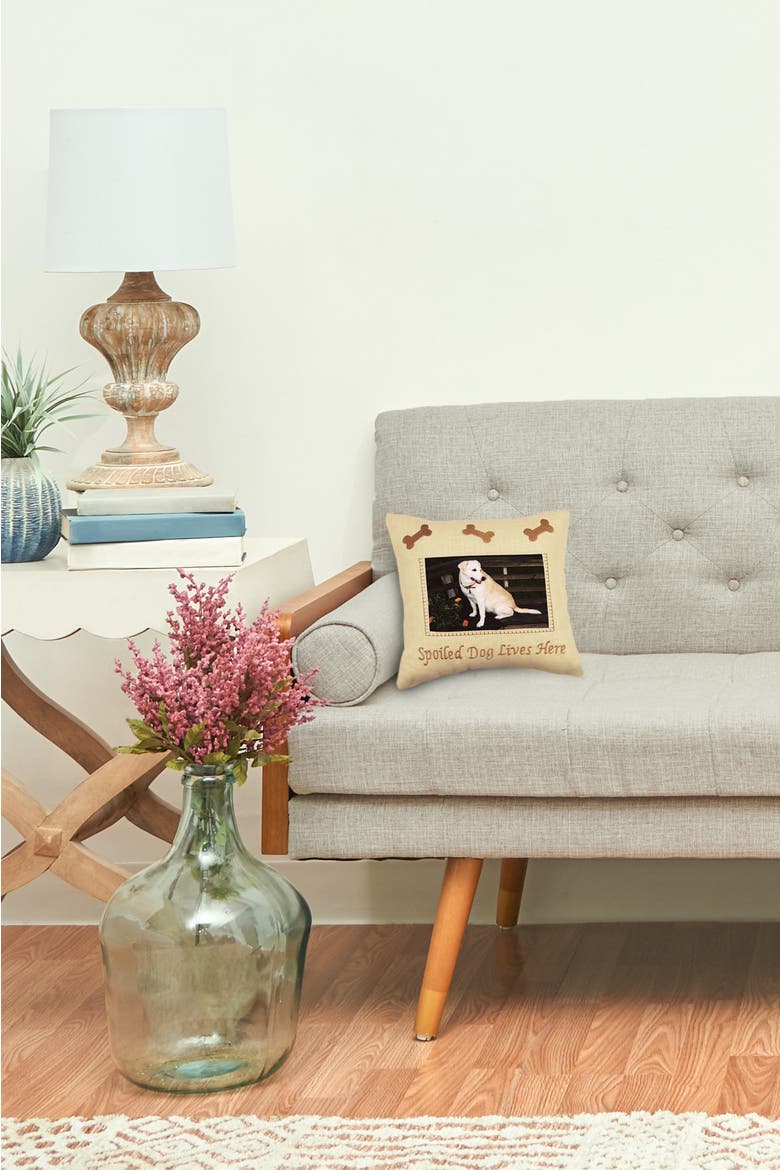 "Spoiled Dog Lives Here" Mini 4x6 Picture Accent Pillow 10" x 10", Alternate, color, Yellow