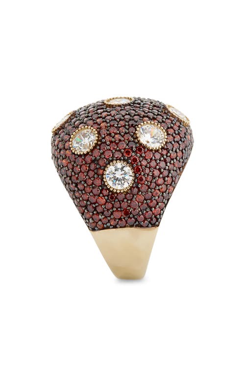 Suzy Levian Sterling Silver Pavé Cz Dome Ring In Red
