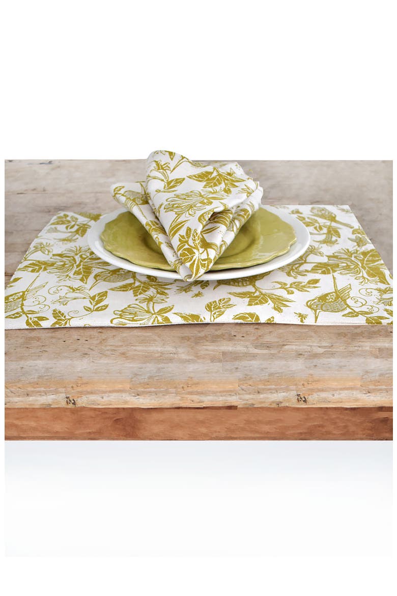 Honeysuckle Botanical Set of 4 Placemats, Alternate, color, CHARTREUSE