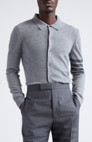 Thom Browne 4-Bar Cashmere Polo Cardigan