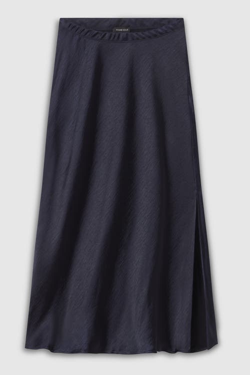 Franne Golde Bias Cut Satin Midi Skirt With Side Slit